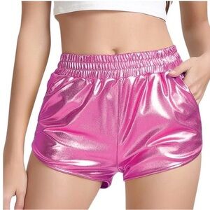 PESION Women's Metallic Shiny Shorts Sparkly Rave Hot Short Pants
